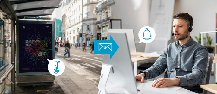 If the temperature of external devices surpasses the set limit, an email notification is automatically sent to the responsible person.