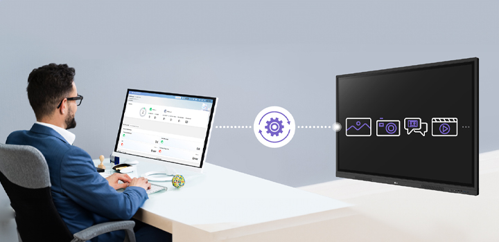 A user monitors the dashboard screen of a device using LG ConnectedCare (DMS License).