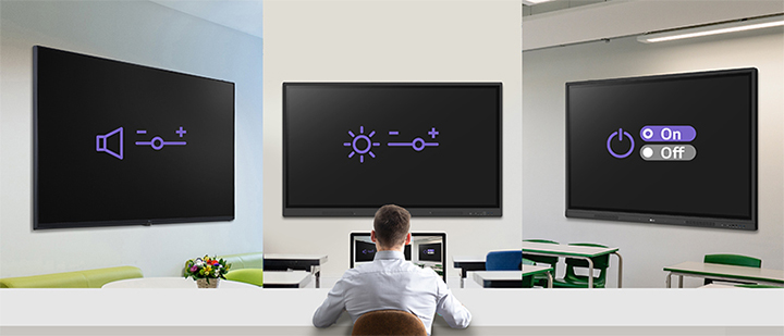 A sample image showcases an administrator simultaneously managing multiple digital signage through the LG ConnectedCare solution.
