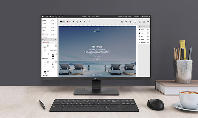 The solution's editor screen is visibly active on the display.
